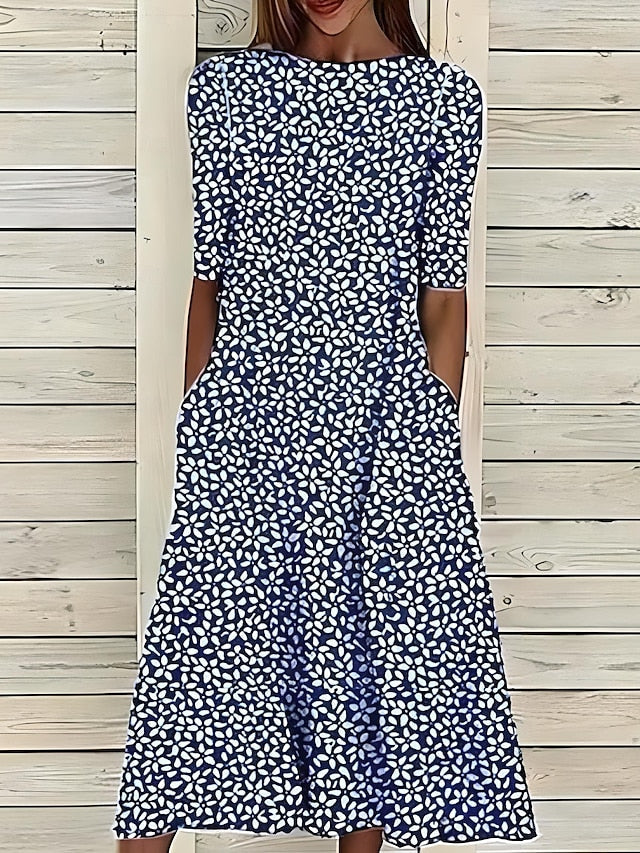 Judith | Coastal Bloom Dress – Dark Blue | The Bellemont Sisters Australia